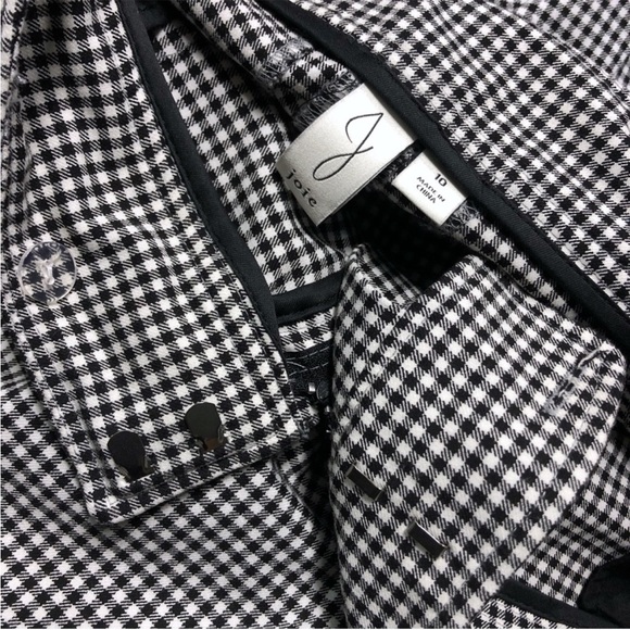 Joie High Rise Women's Pants Black White Gingham Plaid Career Ankle Crop size 10 - Picture 4 of 16